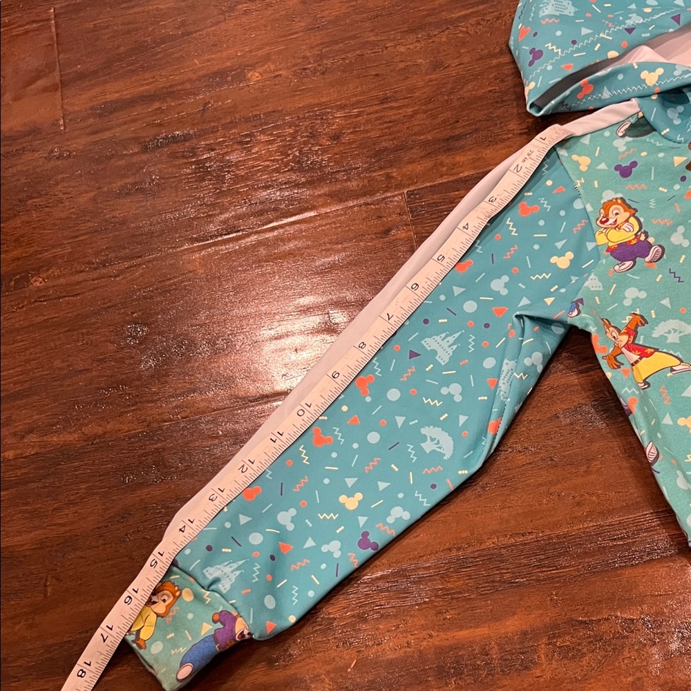 Chip & Dale Chipmunks Print 2T-3T Stretchy Teal/Blue Hoodie - Picture 6 of 7